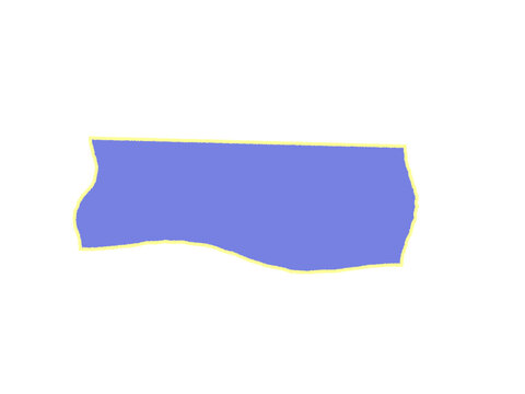 A simple blue rectangle shape with a rough yellow border outline graphic