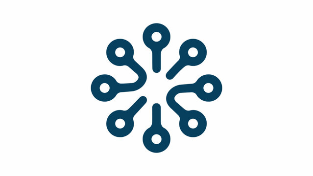 Circular blue circuit node logo design element.