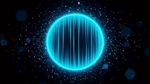Blue glowing circle in space