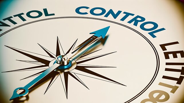 Control letter compass representing leadership direction and strategic business planning