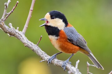 さえずるヤマガラ(Varied Tit) © 水玉模様