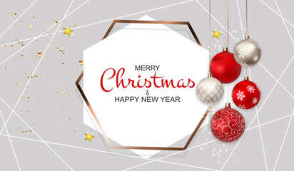 Elegant christmas background with ornaments and golden lines for holiday greetings and new year celebrations ©  SABBIR 