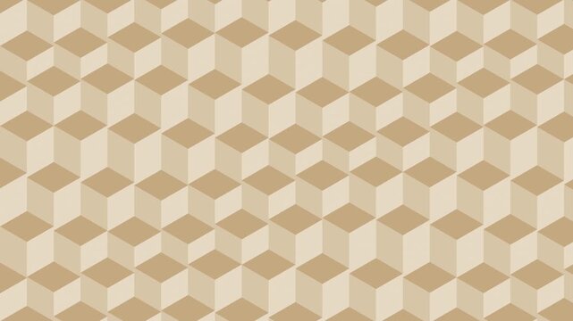 Beige isometric cubes rising and falling in waves, geometric seamless loop background