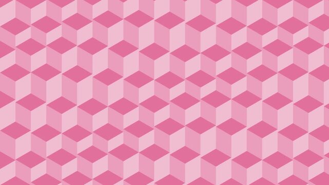 Pink isometric cubes rising and falling in waves, geometric seamless loop background
