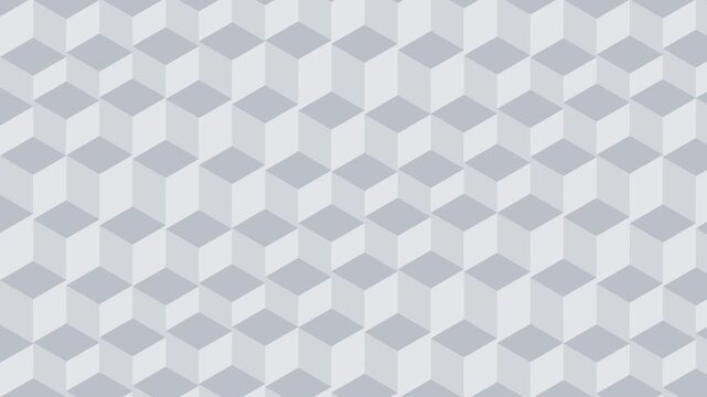 White isometric cubes rising and falling in waves, geometric seamless loop background