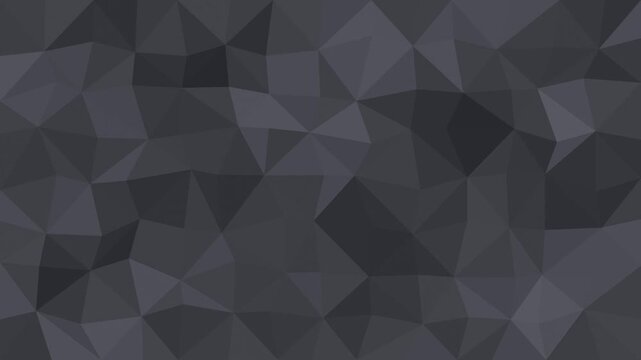 Black low poly triangle facets shifting, geometric seamless loop tech background