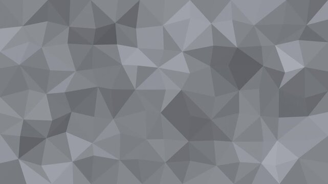 Gray low poly triangle facets shifting, geometric seamless loop tech background