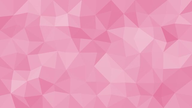 Pink low poly triangle facets shifting, geometric seamless loop tech background