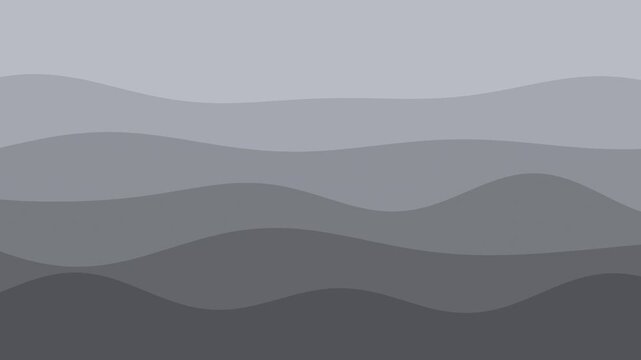 Gray paper cut layered waves moving in parallax, soft seamless loop background