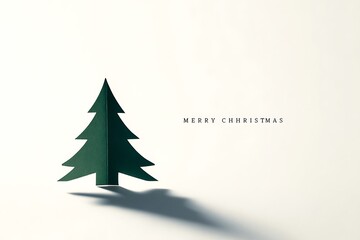 Obraz premium Minimalist Christmas Tree Silhouette with Merry Christmas Text.