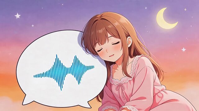 Anime girl sleeping with moon and stars