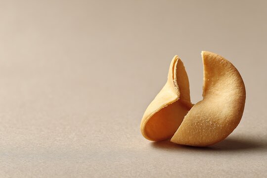 Fortune Cookie on a Plain Background.