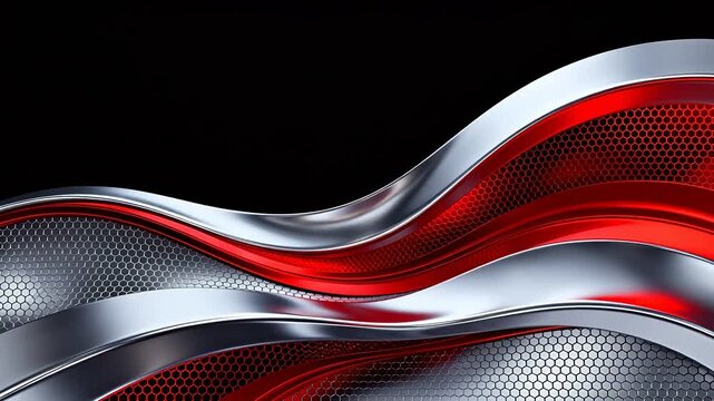 Abstract red and silver wavy design