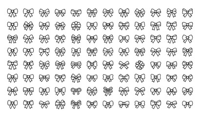Fototapeta premium Premium Holiday Ribbon Bow Outline Collection Black White Editable Vector Illustration