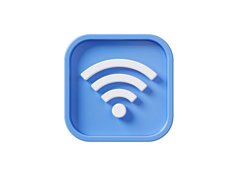 3d wifi icon representing wireless network connection, isolated on transparent background