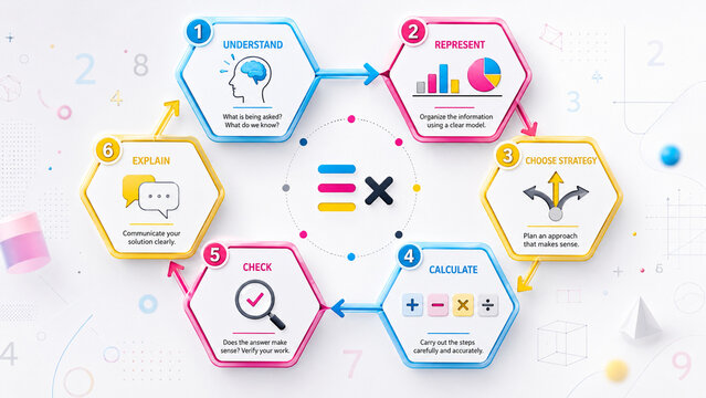Math Problem Solving Process Infographic