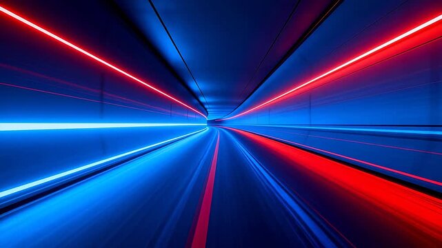 Abstract neon light tunnel motion