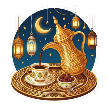 Ramadan Kareem Arab Dallah Coffee Pouring Sticker