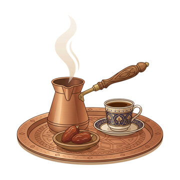 Traditional Turkish Coffee and Dates Set