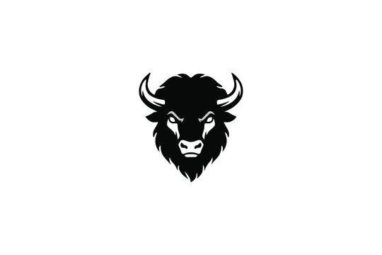 Bison Head Logo Vector Buffalo Mascot Icon Design