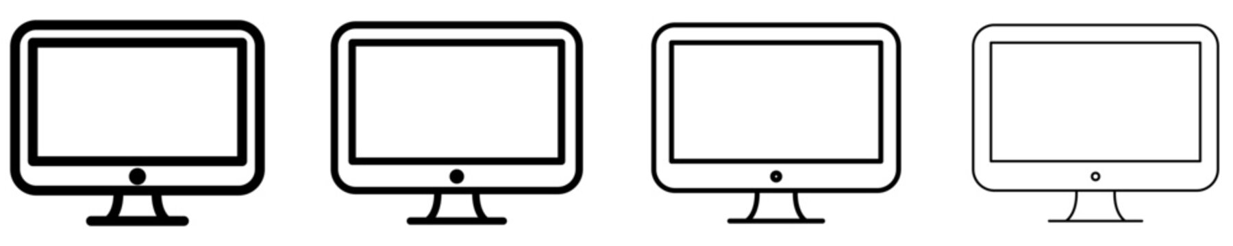 Computer monitor line icon for display screen interface. Vector illustration.
