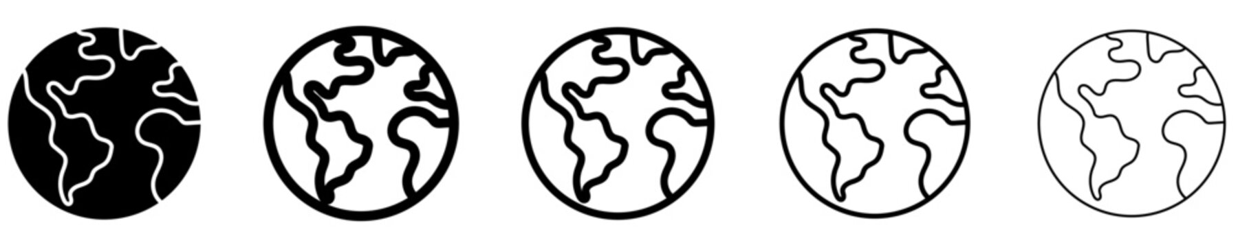 Planet Earth mixed icon set with solid and line versions. Vector illustration.