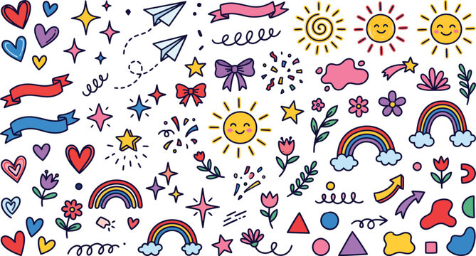 Colorful Hand-Drawn Doodle Collection