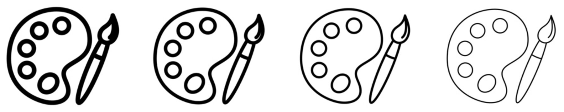 Art palette and brush line icon for creative design. Vector illustration.