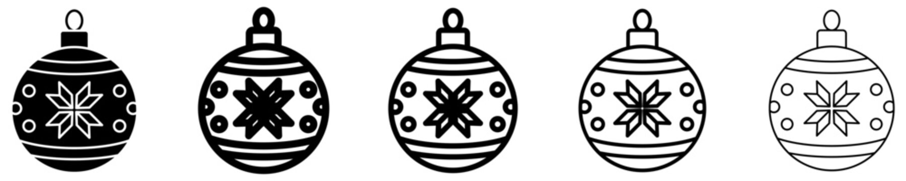Set of Christmas ball ornaments, symbols for Christmas, holiday, and decor. Vector illustration