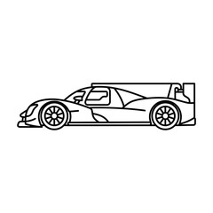 Obraz premium Minimalist Side Profile Vector Outline of a High Performance Streamlined Endurance Racing Sports Car for Automotive Design Projects