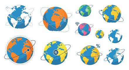 Global Connectivity and Network Globe Icon Set © gacor20