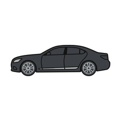 Fototapeta premium Elegant black executive sedan silhouette, a refined icon for luxury automotive branding, isolated on white background