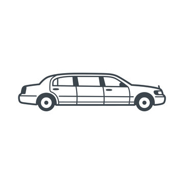 Minimalist luxury limousine profile line illustration with elegant proportions for premium monochrome logo design