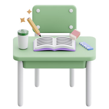 Classroom Study Desk 3D Icon