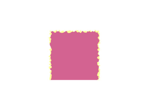 Pink square shape with a textured yellow border and rough distressed edges