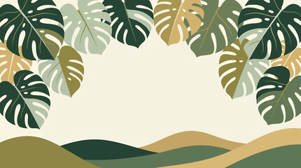 Tropical Botanical Background with Lush Greenery and Hills © Crushin