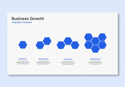 Minimal Business Growth Infographic Template with Hexagon Process Timeline