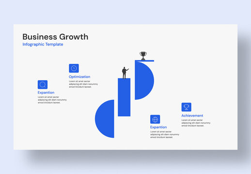 Corporate Growth Strategy Infographic Template with Business Milestones Illustration