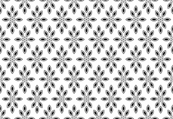 Naklejka premium Flower geometric pattern. Seamless vector background. White and black ornament.