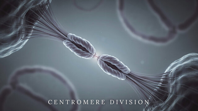 Centromere division of chromosomes during cell division process with microtubules and kinetochores  a crucial step in mitosis