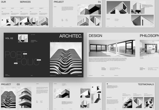 Minimal Architecture Portfolio Presentation with Project Showcase