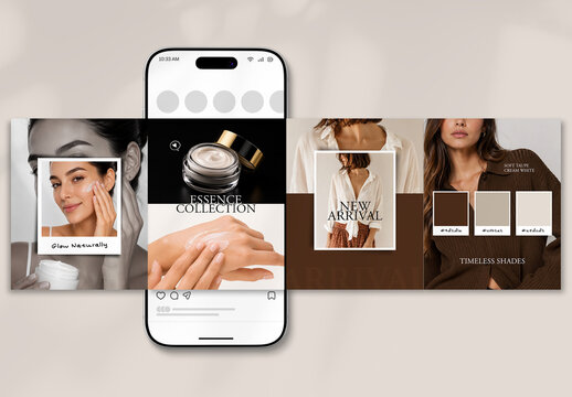 Minimal Social Media Post Templates with Brown Accents