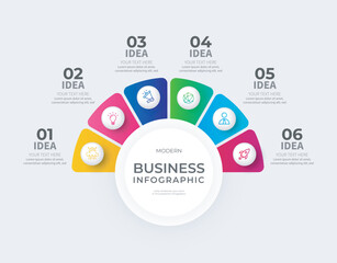 Fototapeta premium Modern minimalist elegant clean circular steps editable infographic design template