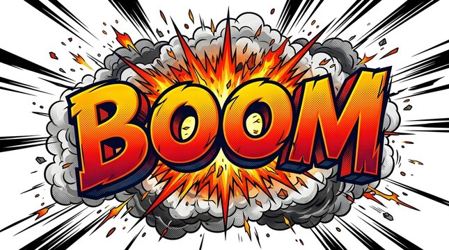 Comic Boom Sound Effect Pop Art Explosion Vector Illustration