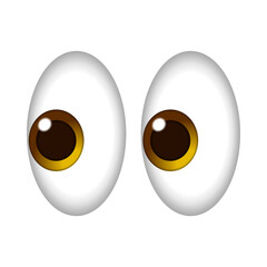 Cartoon brown eyes looking sideways transparent image isolated on a white background © Nasreen Akhtar