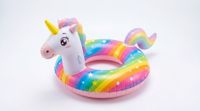 Colorful unicorn inflatable pool float for summer swimming
