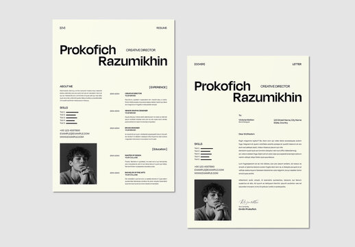 Minimal Professional Resume and CV Template with Cover Letter