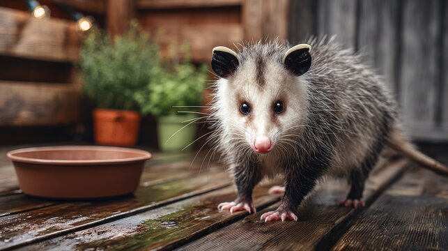 Playful Opossum in Natural Outdoor Setting