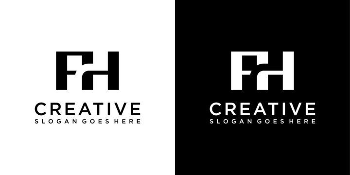 FH or HF initial letter logo design vector template