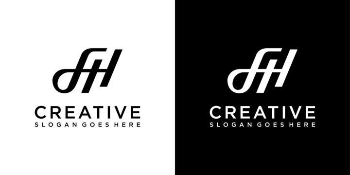 FH or HF initial letter logo design vector template